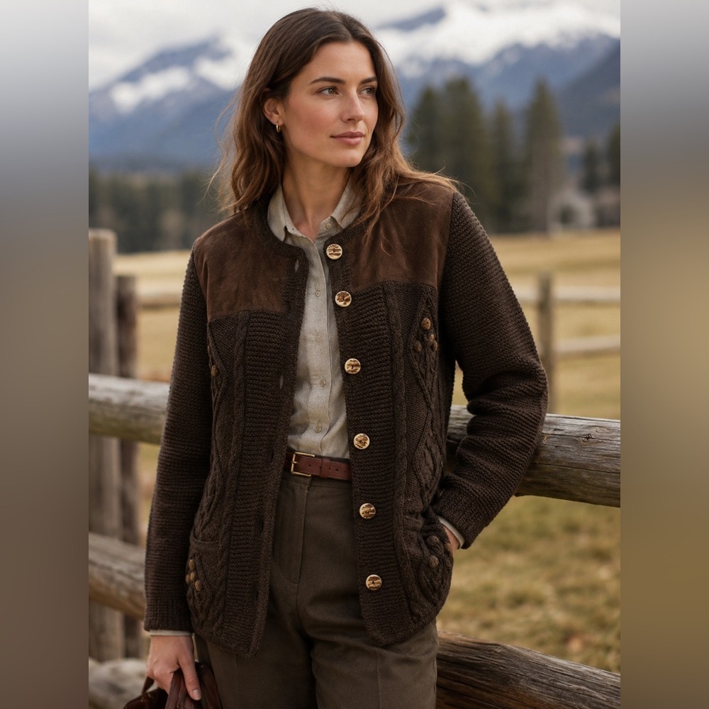 Scheiber Austrian Wool Alpaca Cardigan EU40 Brown